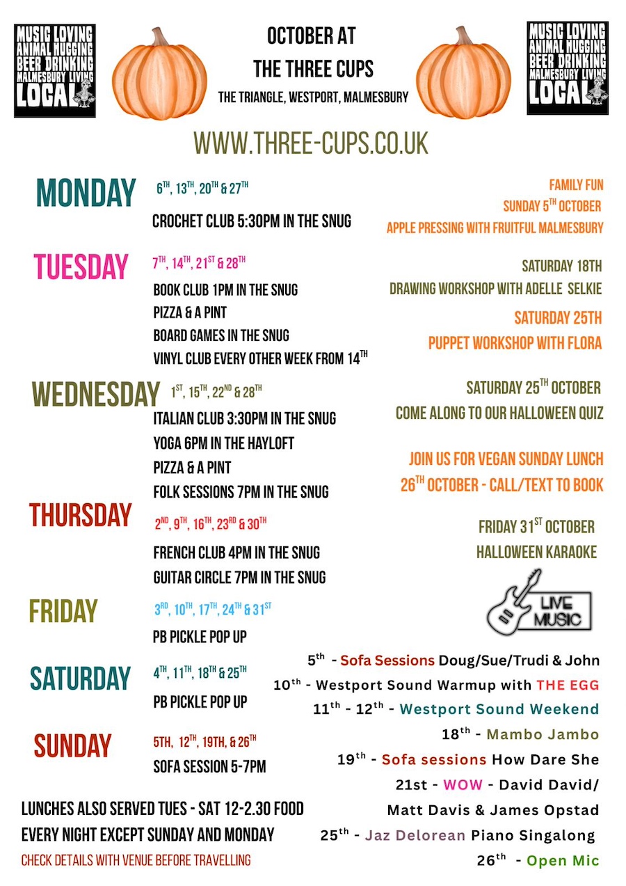 Events at The Three Cups