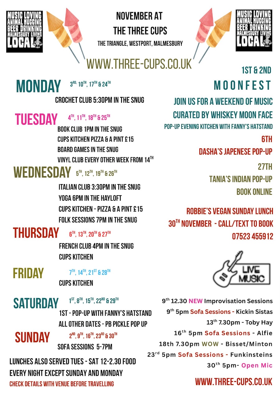 Events at The Three Cups