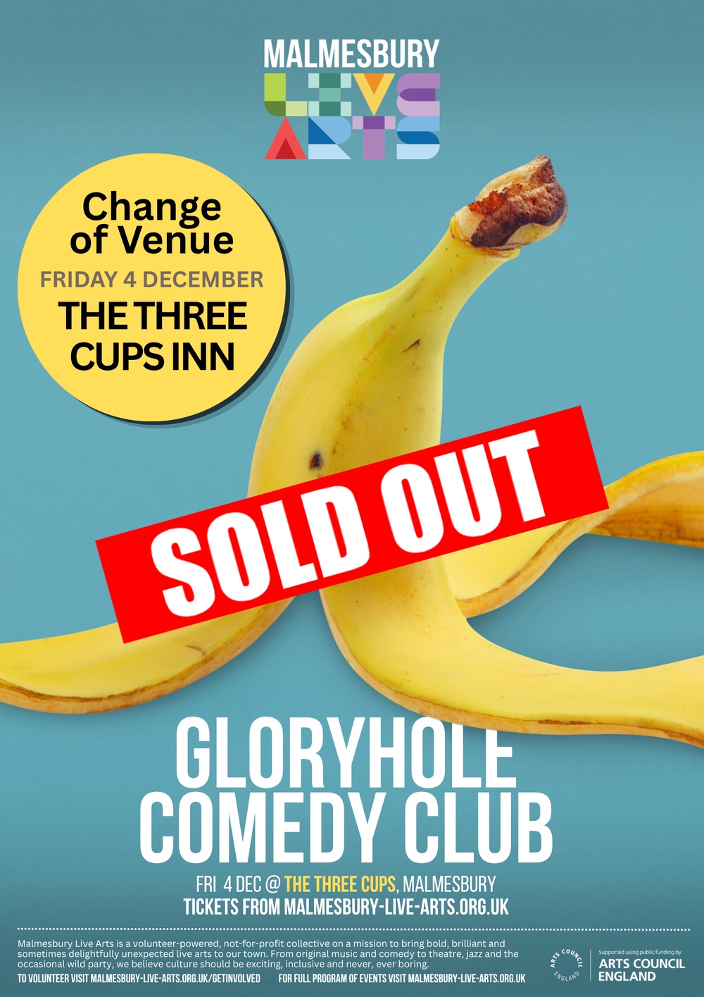Gloryhole Comedy back at The Three Cups, Malmesbury